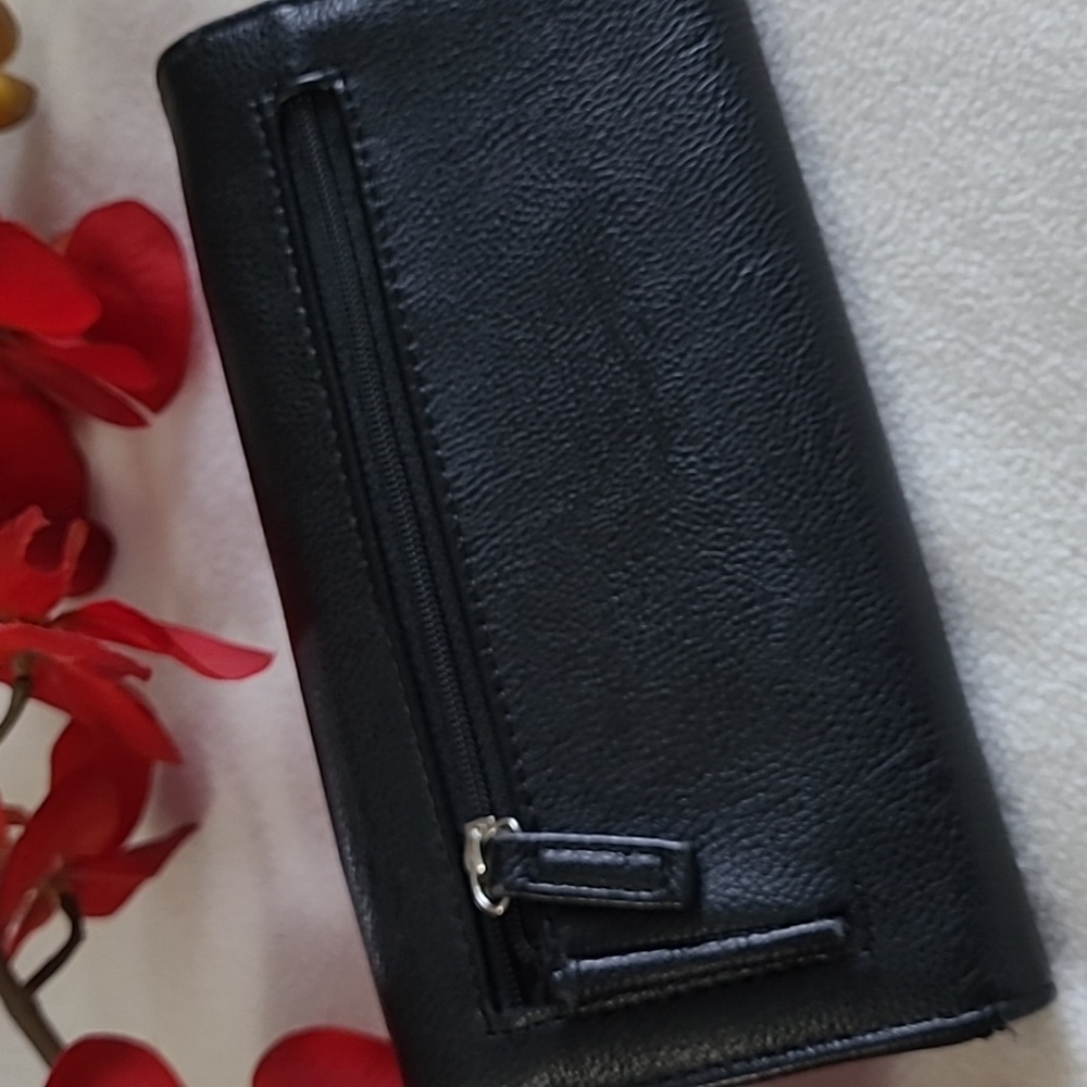 Vintage Womens Wallet Faux Leather Checkbook Style Black - Picture 2 of 7